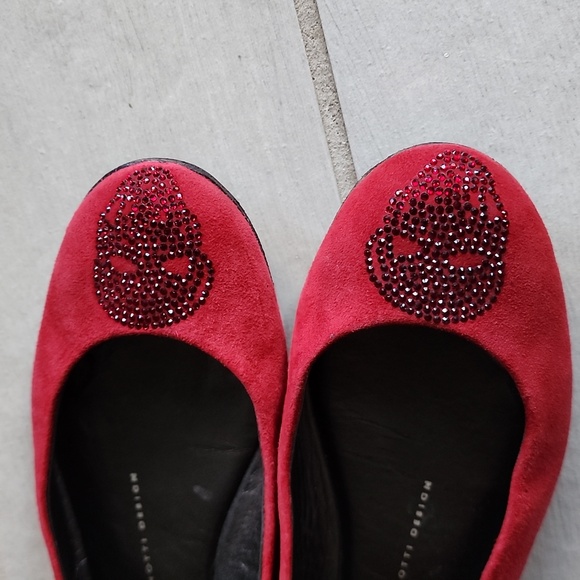 Giuseppe Zanotti skull crystals Flats suede red - Picture 2 of 6